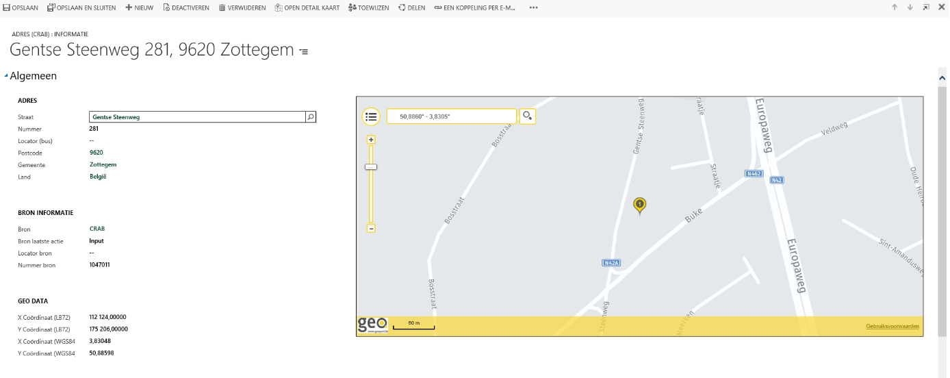 Net IT CRM Blog: correcte adressen in Microsoft Dynamics 365 - screenshot Geopunt