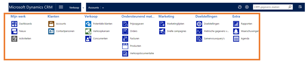 CRM 2015 update 1 navigatie