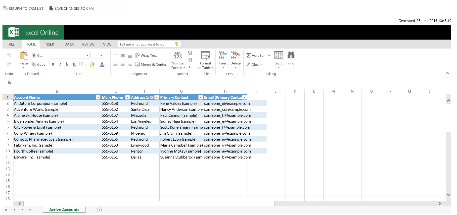 Open View in Excel Online