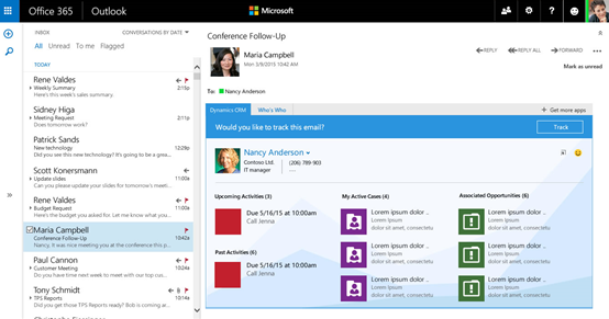 CRM 2016 CRM App for Outlook