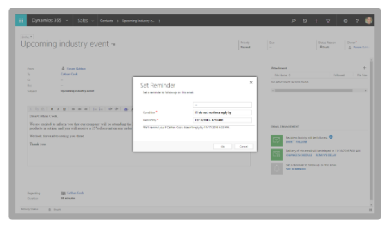 Microsoft Dynamics 365 fall release relatie-inzichten feature: screenshot