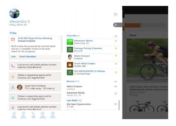 Screenshot mobiele werkplek van mobiele app van Microsoft Dynamics 365