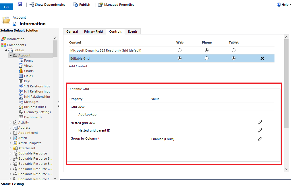 Microsoft Dynamics 365: Editable Grid configuratie-opties