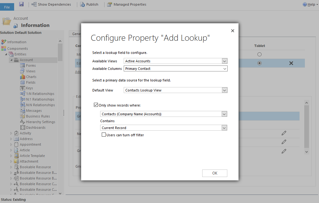 Microsoft Dynamics 365: Editable Grid configuratie Add-Lookup