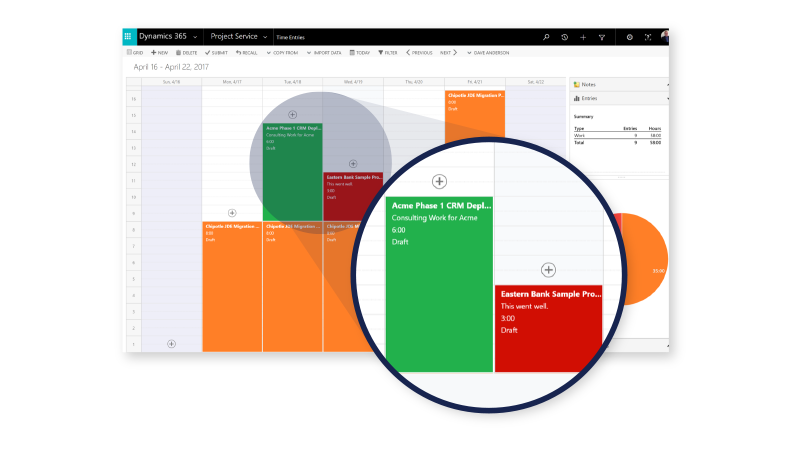 Net IT CRM blog: projectmanagement Microsoft Dynamics 365 voor Project Service Automation - screenshot time and expenses