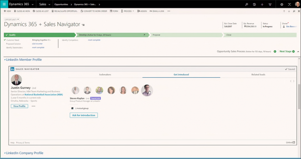 Net IT CRM blog: Microsoft en LinkedIn - screenshot Microsoft Relationship Sales Solution