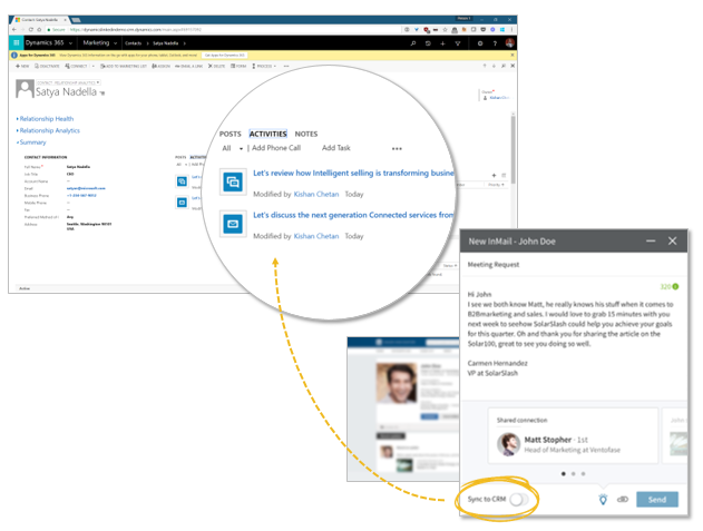 Net IT CRM blog - Microsoft Dynamics 365 next release 2017: LinkedIn integratie LinkedIn scherm