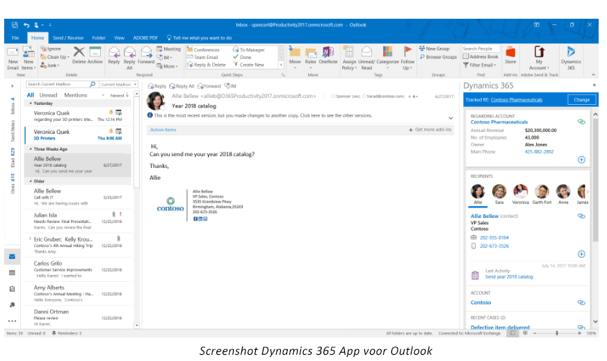 Net IT CRM blog: Screenshot Dynamics 365 app voor Outlook