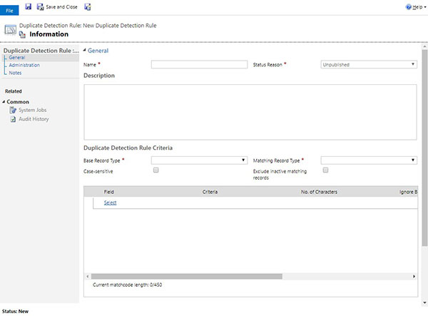 Net IT CRM Blog-: Duplicatendetectie van Dynamics 365 - Nieuwe regel inschakelen -stap 3 screenshot New Duplicate Detection Rule