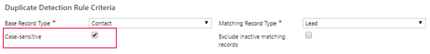 Net IT CRM Blog: Duplicatendetectie van Dynamics 365 - Nieuwe regel inschakelen - stap 7 screenshot Select Case Sensitive