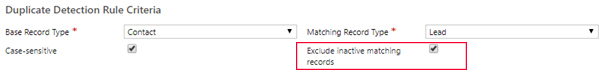 Net IT CRM Blog: Duplicatendetectie van Dynamics 365 - Nieuwe regel inschakelen - stap 8 screenshot Select Exclude inactive matching records