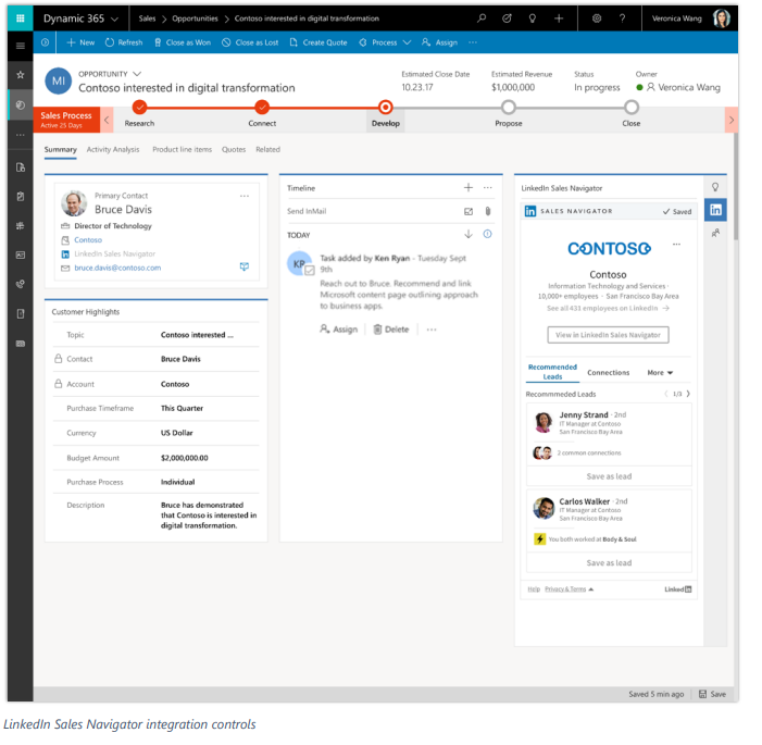 Net IT CRM Blog: Microsoft Dynamics 365 Spring ' 18 release - screenshot LinkedIn Sales Navigator integration controls