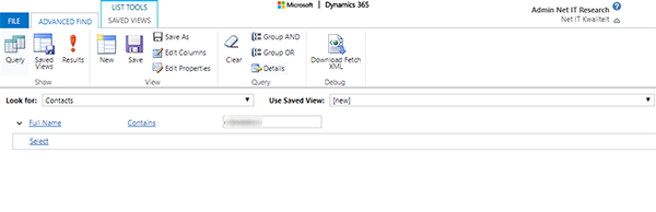 Net IT CRM Blog: screenshot Advanced Find Search Filters Dynamics 365