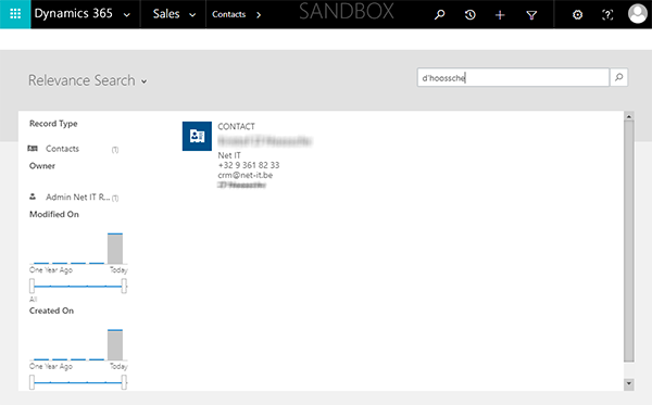 Net IT CRM Blog: screenshot Relevance Search Dynamics 365