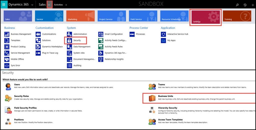 Security Dynamics 365 Business Units-screenshot