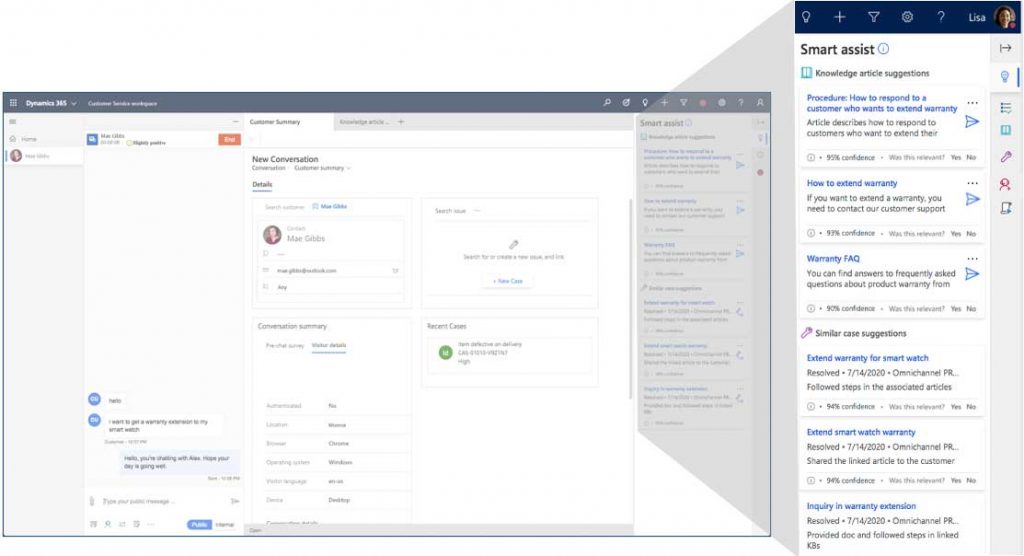 Dynamics 365 Customer Service Screenshot Smart Assist